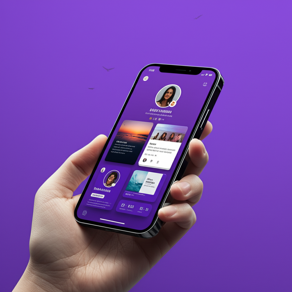 Smartphone affichant un kit de modèles pour réseaux sociaux